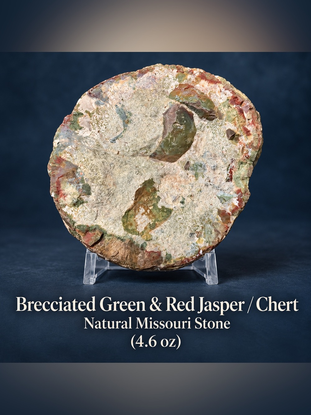 Brecciated Green & Red Jasper / Chert – 4.6 oz Natural Missouri Stone